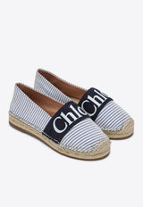 Chloé Kids Girls Logo Striped Espadrilles Blue C20511CO/Q_CHLOE-V21