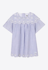 Chloé Kids Baby Girls Broderie Anglaise Striped Dress C20554/N48_BLUE MULTI