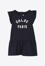 Chloé Kids Baby Girls Logo Print Dress C20596/859_NAVY