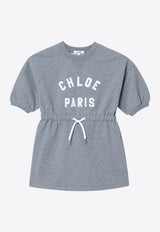 Chloé Kids Girls Drawstring Waist Logo Dress Gray C20617-BCO/R_CHLOE-A46