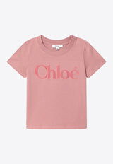 Chloé Kids Girls Flocked-Logo T-shirt Pink C20652-BCO/R_CHLOE-47K