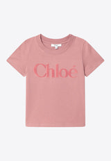 Chloé Kids Girls Flocked-Logo T-shirt Pink C20652-CCO/R_CHLOE-47K