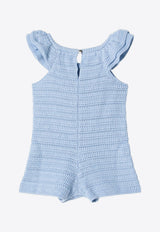 Chloé Kids Girls Openwork Knit Romper Light Blue C20900-BCO/S_CHLOE-80J