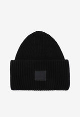 Acne Studios Large Face Patch Wool Beanie Black C40424WO/R_ACNE-900