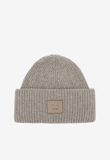 Acne Studios Face Patch Wool Beanie Gray C40425WO/R_ACNE-DRN
