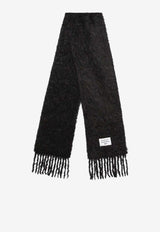 Acne Studios Logo Patch Mohair-Blend Scarf Black CA0392WO/R_ACNE-975