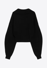 Sportmax Calipso Zip-Up Cardigan in Wool and Cashmere Black CALIPSOWO/R_SPORM-005