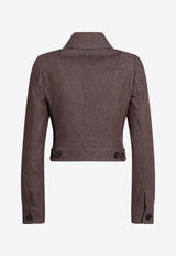 Max Mara Carpa Cropped Denim-Effect Jacket Brown CARPACO/Q_MAXM-002