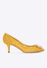 Dolce & Gabbana Bellucci 60 Brooch Lace Pumps Yellow CD0066 AL198 80211