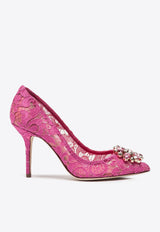 Dolce & Gabbana Bellucci 90 Brooch Lace Pumps Fuchsia CD0101 AL198 80422