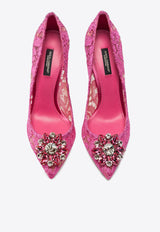 Dolce & Gabbana Bellucci 90 Brooch Lace Pumps Fuchsia CD0101 AL198 80422