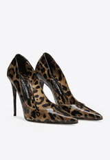 Dolce & Gabbana Lollo 105 Animal Print Pumps in Polished Leather Heels Color