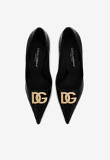 Dolce & Gabbana Lollo 90 Calf Leather Pointed Pumps Black CD1815 A1037 80999