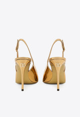 Dolce & Gabbana Lollo 90 Metallic Leather Slingback Pumps Gold CG0621 AY828 89869