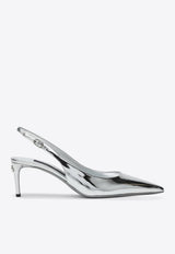 Dolce & Gabbana 60 Mirrored Calfskin Slingback Pumps Silver CG0639AY828/Q_DOLCE-80998