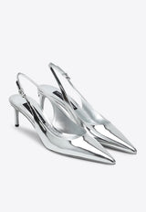 Dolce & Gabbana 60 Mirrored Calfskin Slingback Pumps Silver CG0639AY828/Q_DOLCE-80998