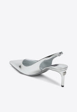 Dolce & Gabbana 60 Mirrored Calfskin Slingback Pumps Silver CG0639AY828/Q_DOLCE-80998