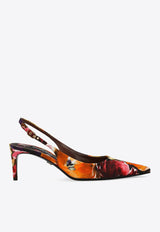 Dolce & Gabbana 60 Brocade Leather Slingback Pumps Multicolor CG0639 AR422 HG4YE