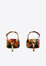 Dolce & Gabbana 60 Brocade Leather Slingback Pumps Multicolor CG0639 AR422 HG4YE