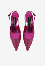 Dolce & Gabbana Lollo 60 Rhinestone Embellished Slingback Pumps Fuchsia CG0665 AO185 8Z432