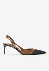 Dolce & Gabbana Lollo 60 Patent Leather Slingback Pumps Brown CG0672 AN881 8L963