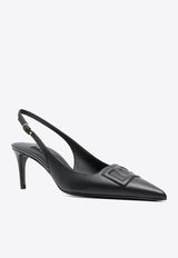 Dolce & Gabbana Lolo 60 DG Logo Slingback Pumps in Calf Leather Black CG0676 AW576 80999