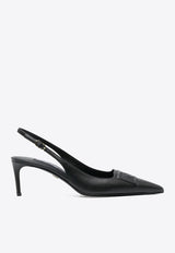 Dolce & Gabbana Lolo 60 DG Logo Slingback Pumps in Calf Leather Black CG0676 AW576 80999