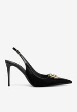 Dolce & Gabbana Lollo 90 Slingback Pumps in Polished Calfskin Black CG0680 A1037 80999