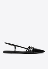 Dolce & Gabbana Lollo Patent Leather Slingback Flats Black CG0719A1471/Q_DOLCE-80999