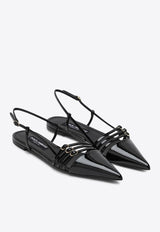 Dolce & Gabbana Lollo Patent Leather Slingback Flats Black CG0719A1471/Q_DOLCE-80999