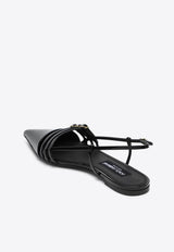 Dolce & Gabbana Lollo Patent Leather Slingback Flats Black CG0719A1471/Q_DOLCE-80999