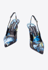 Dolce & Gabbana 10 Brocade Silk Slingback Pumps Multicolor CG0744 AQ774 HN4YH