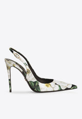 Dolce & Gabbana Lollo 105 Gardenia Print Slingback Pumps Multicolor CG0876 A6O23 HN5JB