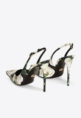 Dolce & Gabbana Lollo 105 Gardenia Print Slingback Pumps Multicolor CG0876 A6O23 HN5JB