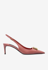 Dolce & Gabbana Lollo 60 Polished Leather Slingback Pumps Pink CG0894 A1037 80405