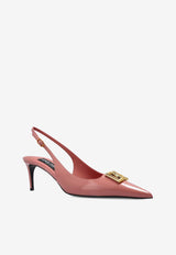 Dolce & Gabbana Lollo 60 Polished Leather Slingback Pumps Pink CG0894 A1037 80405
