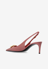 Dolce & Gabbana Lollo 60 Polished Leather Slingback Pumps Pink CG0894 A1037 80405