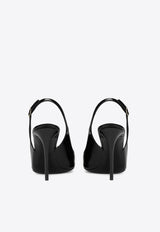 Dolce & Gabbana Lollo 90 Polished Leather Slingback Pumps Black CG0904 A1037 80999
