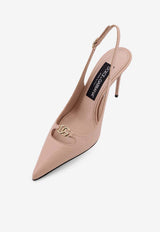 Dolce & Gabbana Lollo 90 Nappa Leather Slingback Pumps Beige CG1022 A1953 80095