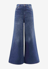 Chloé Logo Patch Boot-Cut Jeans Blue CH24ADP12150 402