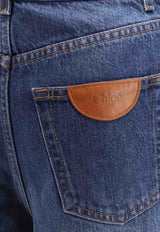 Chloé Logo Patch Boot-Cut Jeans Blue CH24ADP12150 402