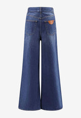 Chloé Logo Patch Boot-Cut Jeans Blue CH24ADP12150 402