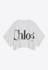 Chloé Maxi Logo Cropped T-shirt White CH24AJH09183/R_CHLOE-101