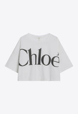 Chloé Maxi Logo Cropped T-shirt White CH24AJH09183/S_CHLOE-101