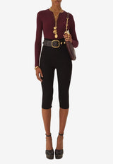 Chloé Henley Superfine Wool Knit T-shirt Burgundy CH24WMP51667 601
