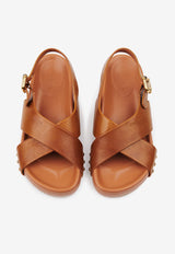 Chloé Mae Calf Leather Slingback Sandals Brown CH25A10AH327T