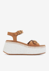 Chloé Isla 105 Calf Leather Wedge Sandals Brown CH25A10OLU27T