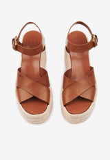 Chloé Isla 105 Calf Leather Wedge Sandals Brown CH25A10OLU27T