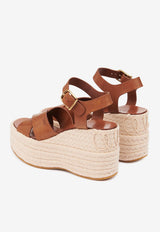 Chloé Isla 105 Calf Leather Wedge Sandals Brown CH25A10OLU27T