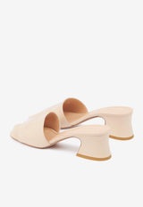 Chloé Soleil 55 Shiny Leather Mules Beige CH25A12MPI24Q